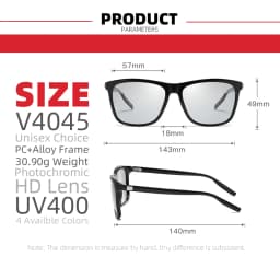 Classic Fishing Sunglasses Men Polarized Metal Square Frame UV400 Photochromic Goggles Women Driving Discoloration Eyewear