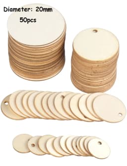 20/30/40/50mm Natural Unfinished Round Wood Slices With Hole,Blank Discs,DIY Crafts Wedding Party Christmas Home Decoration