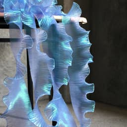 1 Yard Blue Lace Fabric Pleated Mermaid Effect Laser Neon Luster For Christmas Women Dress Festival Decorative 15CM Wide