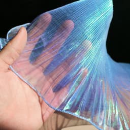 1 Yard Blue Lace Fabric Pleated Mermaid Effect Laser Neon Luster For Christmas Women Dress Festival Decorative 15CM Wide