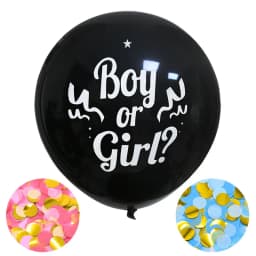 1Set 36'' Giant Boy or Girl Black Latex Balloon Blue Pink Confetti Baby Shower Globos Gender Reveal Party Decoration Supplies