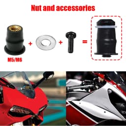 10/30PCS M5 M6 Motorcycle Windscreen Windshield Bolts Screws Metric Rubber Well Nut Fastener For Honda Suzuki Yamaha Kawasaki