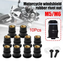 10/30PCS M5 M6 Motorcycle Windscreen Windshield Bolts Screws Metric Rubber Well Nut Fastener For Honda Suzuki Yamaha Kawasaki