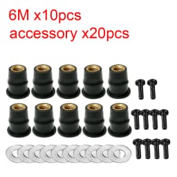 10/30PCS M5 M6 Motorcycle Windscreen Windshield Bolts Screws Metric Rubber Well Nut Fastener For Honda Suzuki Yamaha Kawasaki