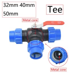 20/25/32/40/50/63mm PVC PE Tube Tap Water Splitter Plastic Quick Valve Connector Garden Farm Irrigation Water Pipe Fittings