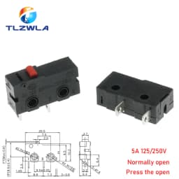 Micro Switch Copper Contact 5A 125/250V Mini Limit Switch No Nc 2/3Pin Roller Arc Rod Quick Button Switch