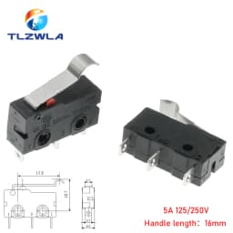 Micro Switch Copper Contact 5A 125/250V Mini Limit Switch No Nc 2/3Pin Roller Arc Rod Quick Button Switch