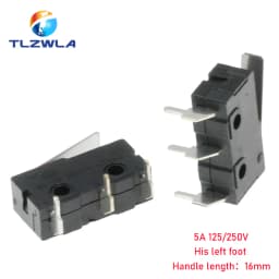Micro Switch Copper Contact 5A 125/250V Mini Limit Switch No Nc 2/3Pin Roller Arc Rod Quick Button Switch