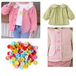 100Pcs Cute Plum Blossom Flower Buttons,Sewing Buttons Craft DIY Children's Handmade Buttons,Children's Sweater Buttons