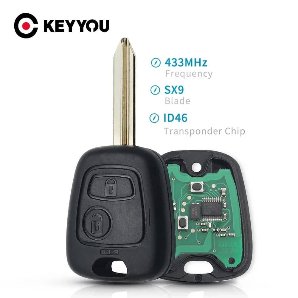 KEYYOU For Citroen Remote Car Key 433MHz ID46 Chip For Citroen Saxo Picasso Xsara Berlingo SX9 Blade 2 Button Key Fob