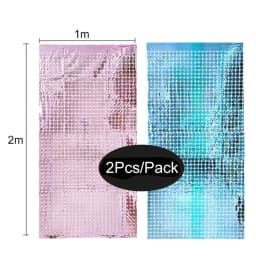 2 Pack Party Glitter Curtain Backdrop Decorations Silver Rose Gold Laser Party Curtain for Birthday Wedding Party Background