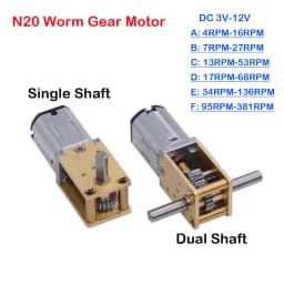 1PCS N20 All Metal Gear Motor DC 3V-12V 4RPM-381RPM Slow Speed High Torque Dual axis Engine Worm Reduction Motor For Smart Robot