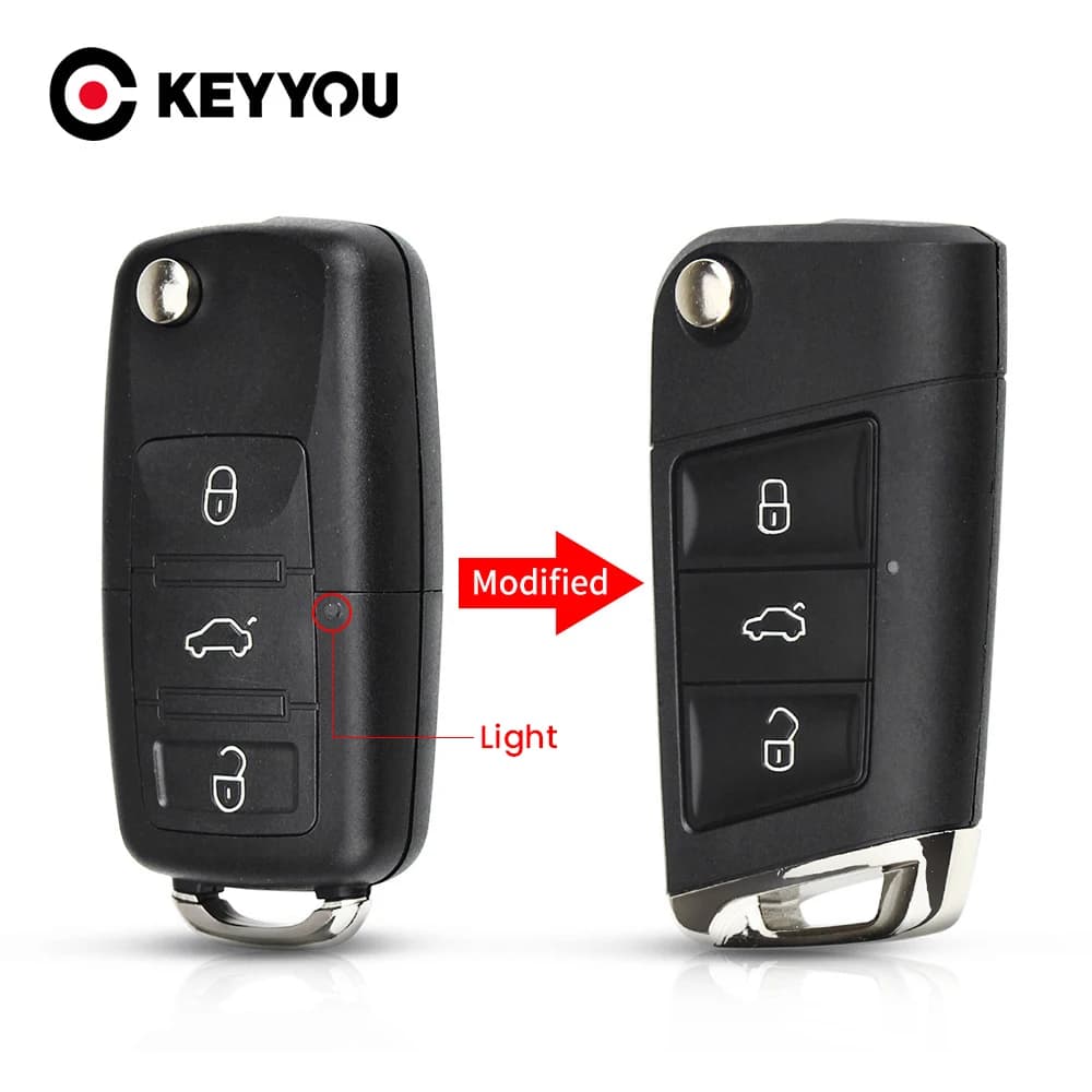 KEYYOU For Volkswagen VW Polo Passat B5 Golf MK5 Beetle Modified Flip Remote Key Shell Fob 3 Buttons Replacement Car Key Cover