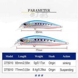 D1 Suspending Minnow Fishing Lure 65mm 5g 77mm 8.4g Hover Fry Wobblers Hard Bait Jerkbait Fishing Tackle For Bass Pike