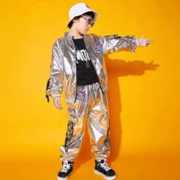 Hip Hop Boys Silver Jacket Girls Jazz Jogger Pants Street Dance Mini Skirt Clothes Sets Kids Sequin Costumes Child Streetwear