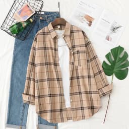 Brand Casual Women's Plaid Shirt 2025 Autumn New Boutique Ladies Loose Blouse and Tops Female Long Sleeve Blouses Clothes