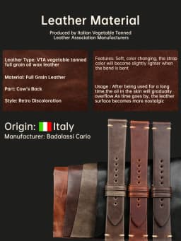 MAIKES Handmade Watchband Butterfly Buckle Vegetable Tanned Cow Leather Made In Italy Quick Release Bracelet Band Watch Strap