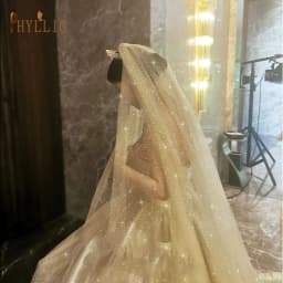 B58 White Champagne Wedding Veil Bling Bridal Veils Long 3M / 5M Veil Cathedral Bride Veils One Layer Shiny Veil with Comb