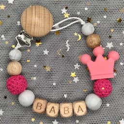 Custom Name Personalise Beech Baby Boy Girl Pacifier Clips Holder Chain Chew Silicone Crown Infant Newborn Teether Teething Gift