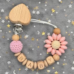 Custom Name Personalise Beech Baby Boy Girl Pacifier Clips Holder Chain Chew Silicone Crown Infant Newborn Teether Teething Gift
