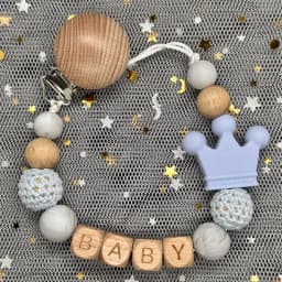 Custom Name Personalise Beech Baby Boy Girl Pacifier Clips Holder Chain Chew Silicone Crown Infant Newborn Teether Teething Gift