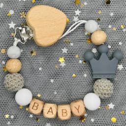 Custom Name Personalise Beech Baby Boy Girl Pacifier Clips Holder Chain Chew Silicone Crown Infant Newborn Teether Teething Gift