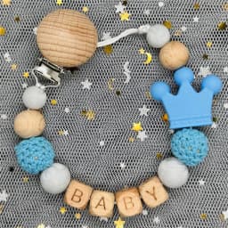 Custom Name Personalise Beech Baby Boy Girl Pacifier Clips Holder Chain Chew Silicone Crown Infant Newborn Teether Teething Gift