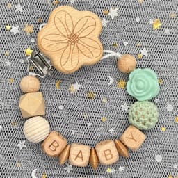 Custom Name Personalise Beech Baby Boy Girl Pacifier Clips Holder Chain Chew Silicone Crown Infant Newborn Teether Teething Gift