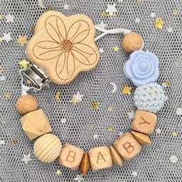 Custom Name Personalise Beech Baby Boy Girl Pacifier Clips Holder Chain Chew Silicone Crown Infant Newborn Teether Teething Gift