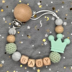 Custom Name Personalise Beech Baby Boy Girl Pacifier Clips Holder Chain Chew Silicone Crown Infant Newborn Teether Teething Gift