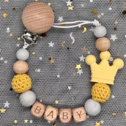 Custom Name Personalise Beech Baby Boy Girl Pacifier Clips Holder Chain Chew Silicone Crown Infant Newborn Teether Teething Gift