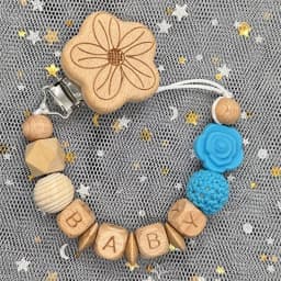 Custom Name Personalise Beech Baby Boy Girl Pacifier Clips Holder Chain Chew Silicone Crown Infant Newborn Teether Teething Gift