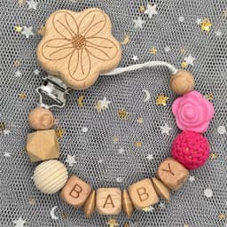 Custom Name Personalise Beech Baby Boy Girl Pacifier Clips Holder Chain Chew Silicone Crown Infant Newborn Teether Teething Gift