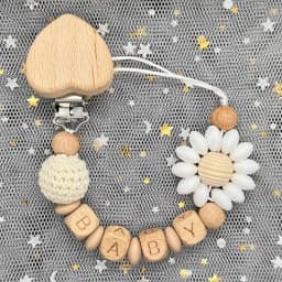 Custom Name Personalise Beech Baby Boy Girl Pacifier Clips Holder Chain Chew Silicone Crown Infant Newborn Teether Teething Gift