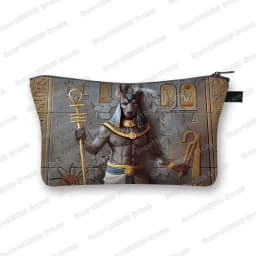 Egyptian Art Print Cosmetic Case Women Makeup Bags Egypt Pharaoh Anubis Toiletry Bag Small Handbag Lipstick Holder Cosmetic Bag