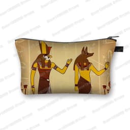 Egyptian Art Print Cosmetic Case Women Makeup Bags Egypt Pharaoh Anubis Toiletry Bag Small Handbag Lipstick Holder Cosmetic Bag