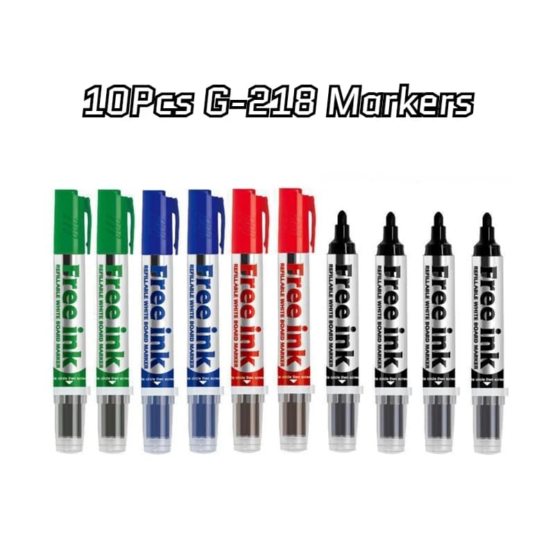 GXIN G218 10Pcs Erasable Whiteboard Refilled Pens Dry Eraser Marker For Offices Stationery Meeting School Use for Classroom