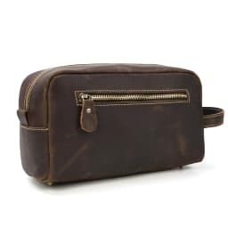 Cowhide Toiletry Bag Men Leather Cosmetic Bag Man Woman Wash Bag Storage Bags Genuine Leather Handbag For Make Up Dopp Kit Male