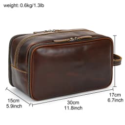 Cowhide Toiletry Bag Men Leather Cosmetic Bag Man Woman Wash Bag Storage Bags Genuine Leather Handbag For Make Up Dopp Kit Male