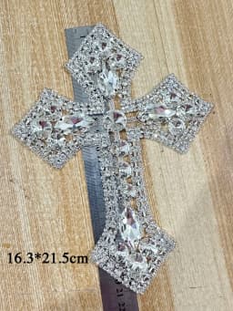 CUIER 12.5' Huge Cross Patches with Rhinestones AB Glass Appliques Crystal Sewing Accessories Glass Gem DIY Sew on Big Size