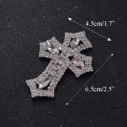 CUIER 12.5' Huge Cross Patches with Rhinestones AB Glass Appliques Crystal Sewing Accessories Glass Gem DIY Sew on Big Size