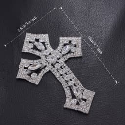 CUIER 12.5' Huge Cross Patches with Rhinestones AB Glass Appliques Crystal Sewing Accessories Glass Gem DIY Sew on Big Size