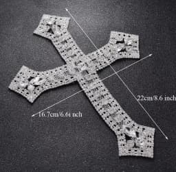 CUIER 12.5' Huge Cross Patches with Rhinestones AB Glass Appliques Crystal Sewing Accessories Glass Gem DIY Sew on Big Size