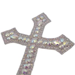 CUIER 12.5' Huge Cross Patches with Rhinestones AB Glass Appliques Crystal Sewing Accessories Glass Gem DIY Sew on Big Size