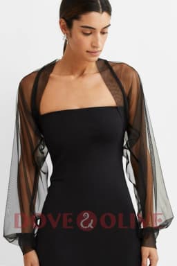 Black Wedding Boleros 2025 Long Sleeves Tulle Party Jacket Formal Special Occasion Capes Women Accessories