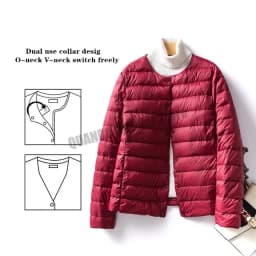 Women Liner Duck Down Jacket O-neck Variable V-neck 2024 New Female Winter Keep Warm Collarless Ultralight Quilted Puffer Coat