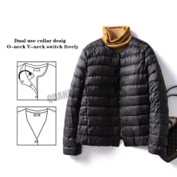 Women Liner Duck Down Jacket O-neck Variable V-neck 2024 New Female Winter Keep Warm Collarless Ultralight Quilted Puffer Coat