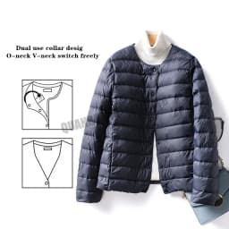 Women Liner Duck Down Jacket O-neck Variable V-neck 2024 New Female Winter Keep Warm Collarless Ultralight Quilted Puffer Coat