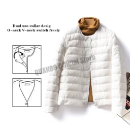 Women Liner Duck Down Jacket O-neck Variable V-neck 2024 New Female Winter Keep Warm Collarless Ultralight Quilted Puffer Coat