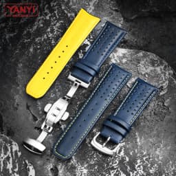 Genuine Leather Watchband For CITIZEN Blue Angel Watch AT8020-54L/8020-03L/JY8078 Curved End Watches Bracelet Strap 22mm 23mm